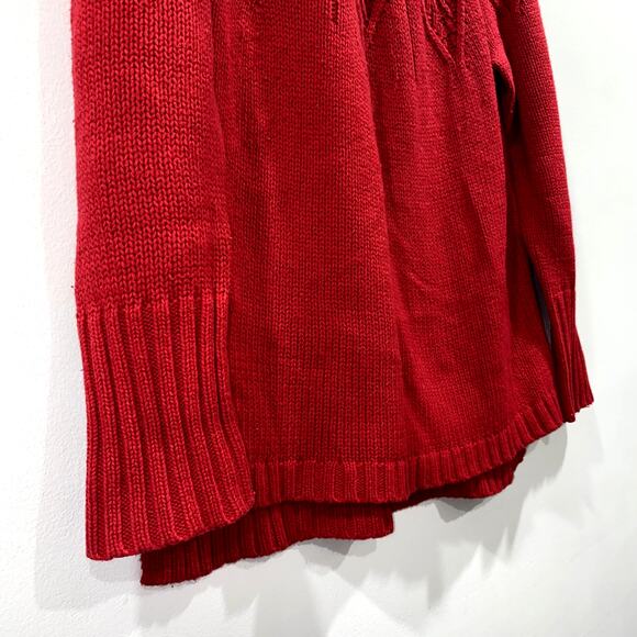 Chaps Red Cable Knit Sweater Long Sleeve Pullover Size S/P - Picture 6 of 9